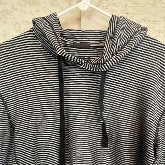 ATM Striped Hooded Pullover Sweater Sz S Drawstrings Made in Peru Boho Soft Cozy - Picture 2 of 14